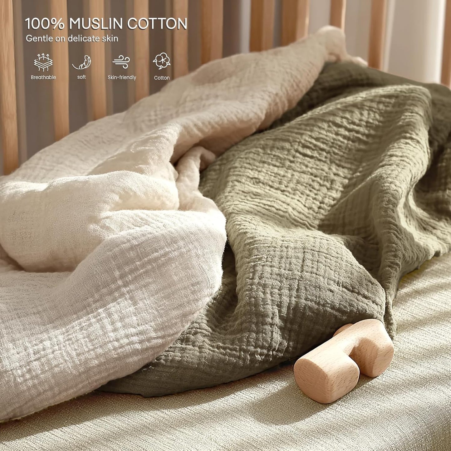 lulumoon Pack and Play Sheets Muslin: Cotton Fitted Sheets for Graco Pack N Play - Soft Playard Sheets for Boys and Girls 2Pack