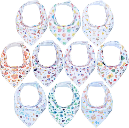 DiaperSquad's Baby Bibs for Drooling and Teething, Bibs for Boys, Baby Girl - Solid Cotton Baby Drool Bibs