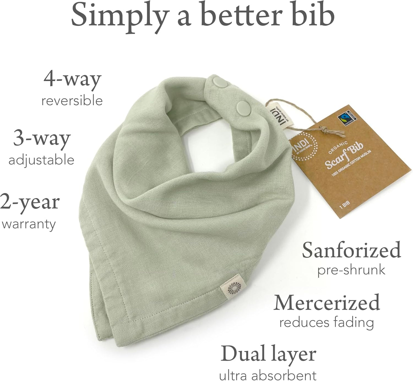Kishu Baby Indi Organic Baby Bandana Bibs – Fairtrade 4-Way Reversible Drool Bibs for Boys & Girls – Unisex (Set of 5)
