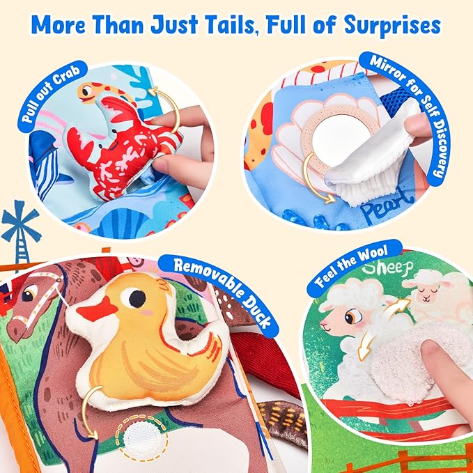 JoyCat Baby Books 0-6 Months - 2PCS Infant Toys 0-6m Tummy Time Babies Toy Newborn Toys Early Development Sensory Book Baby Girl Boy Shower Christmas Birthday Gift Stocking Stuffers