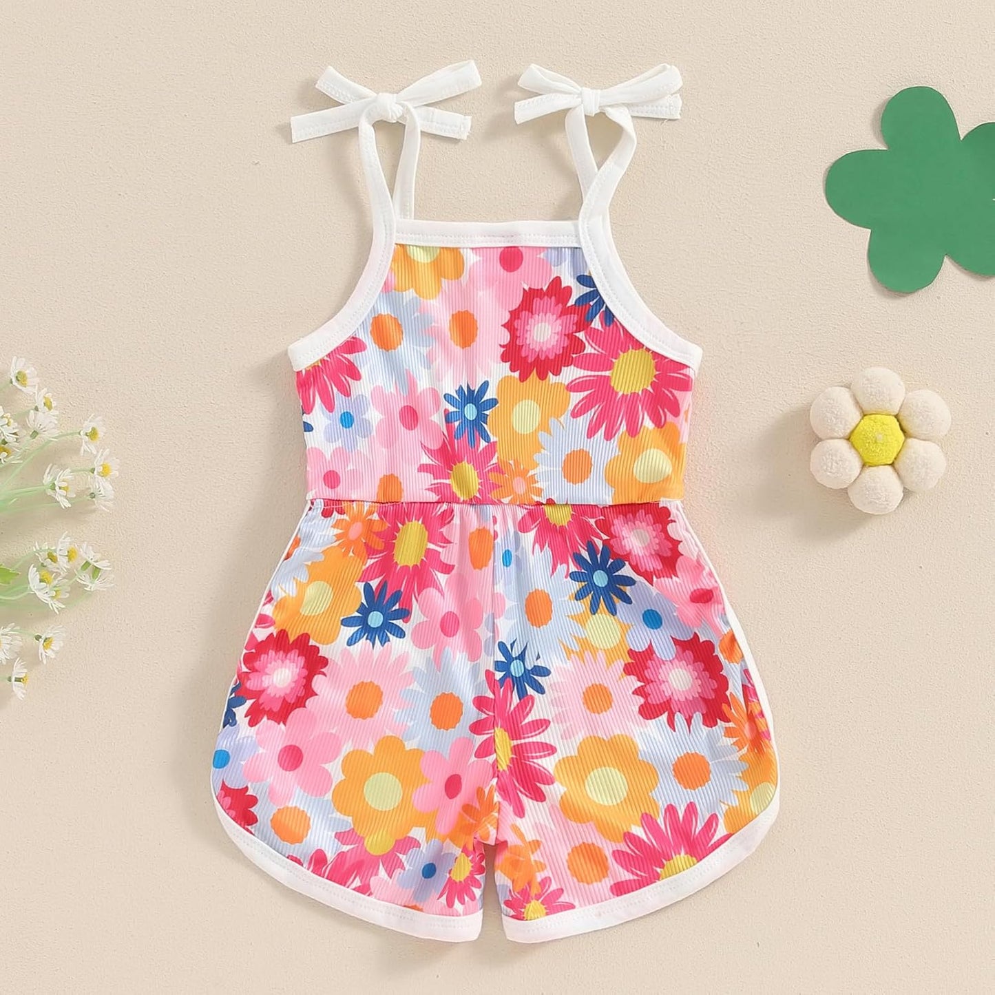 WZTYYDS Toddler Baby Girl Summer Clothes Floral Romper Tie-Up Strap Halter Jumpsuit Infant Summer Sling Playsuit 6M-3T