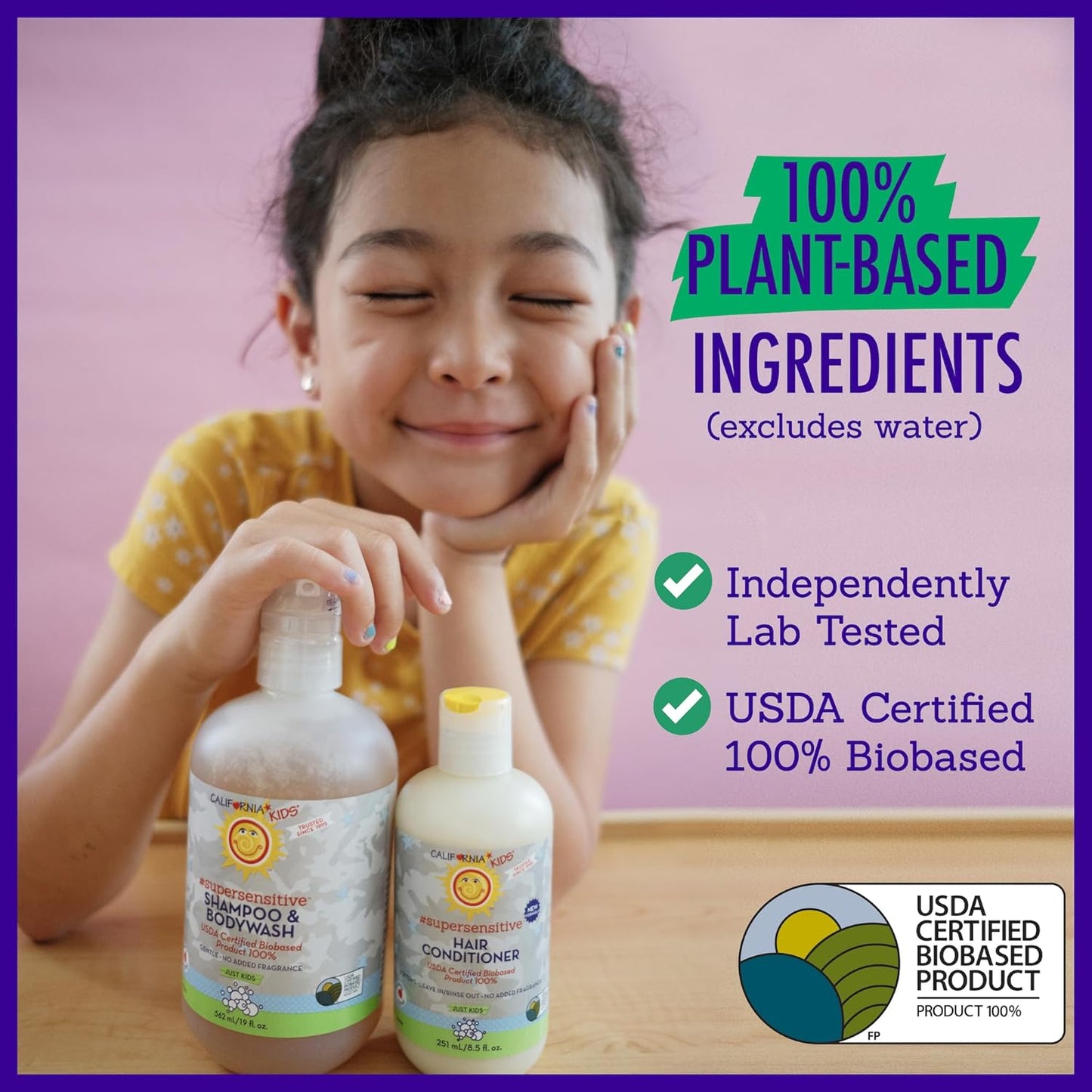 California Kids Conditioner | Super Sensitive | Unscented | 100% Plant-Based | Rinse-out or Leave in Conditioner | Moisturizing | 251 ml / 8.5 oz