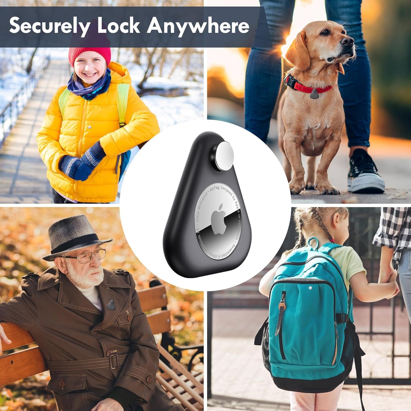 Airtag Holder for Kids Hidden 4 Pack Upgraded GPS Tracker Case, Anti-Removal Airtag Hard Case with Safety Pins, Avoid Airtag Loss, Suitable for Children, Elderly, Pets, Backpack, Luggage