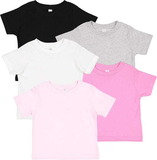 RABBIT SKINS, Infant Baby Fine Jersey Short Sleeve Tee 5 Pack