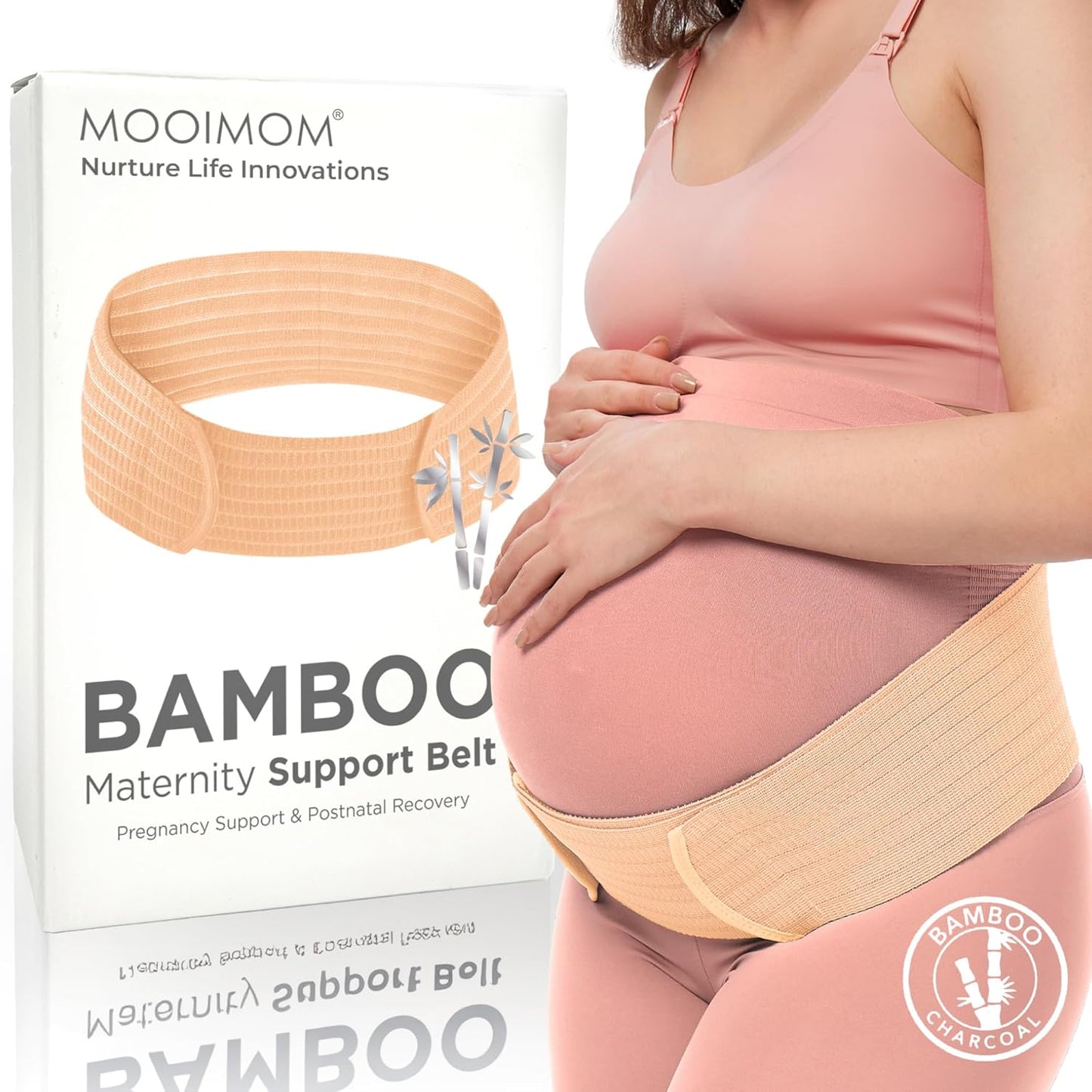 Pregnancy Belly Band Wrap, Polyester from Premium Nano Bamboo Charcoal Fiber, Back Pain Relief, Ergonomic Maternity Support Belt, C-Section Recovery Binder, Pelvic and Abdominal Support