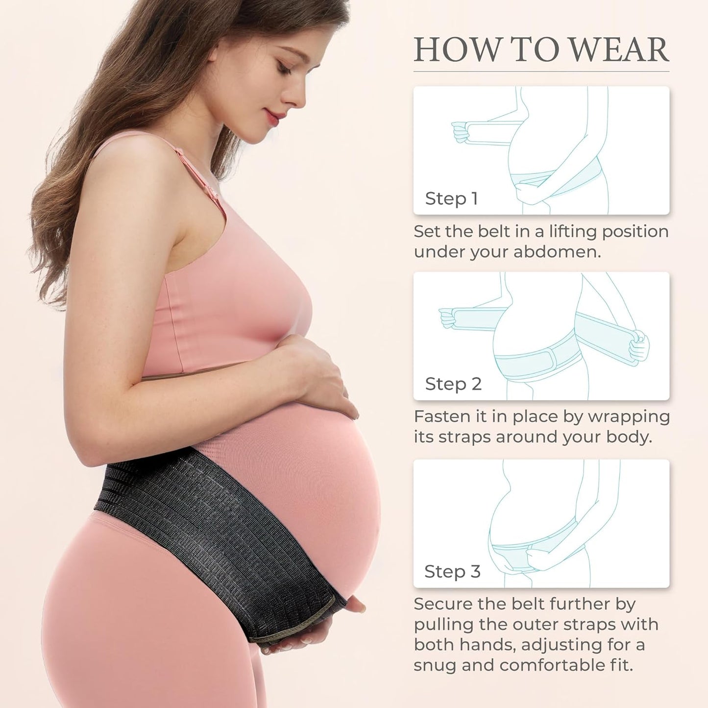 Pregnancy Belly Band Wrap, Polyester from Premium Nano Bamboo Charcoal Fiber, Back Pain Relief, Ergonomic Maternity Support Belt, C-Section Recovery Binder, Pelvic and Abdominal Support