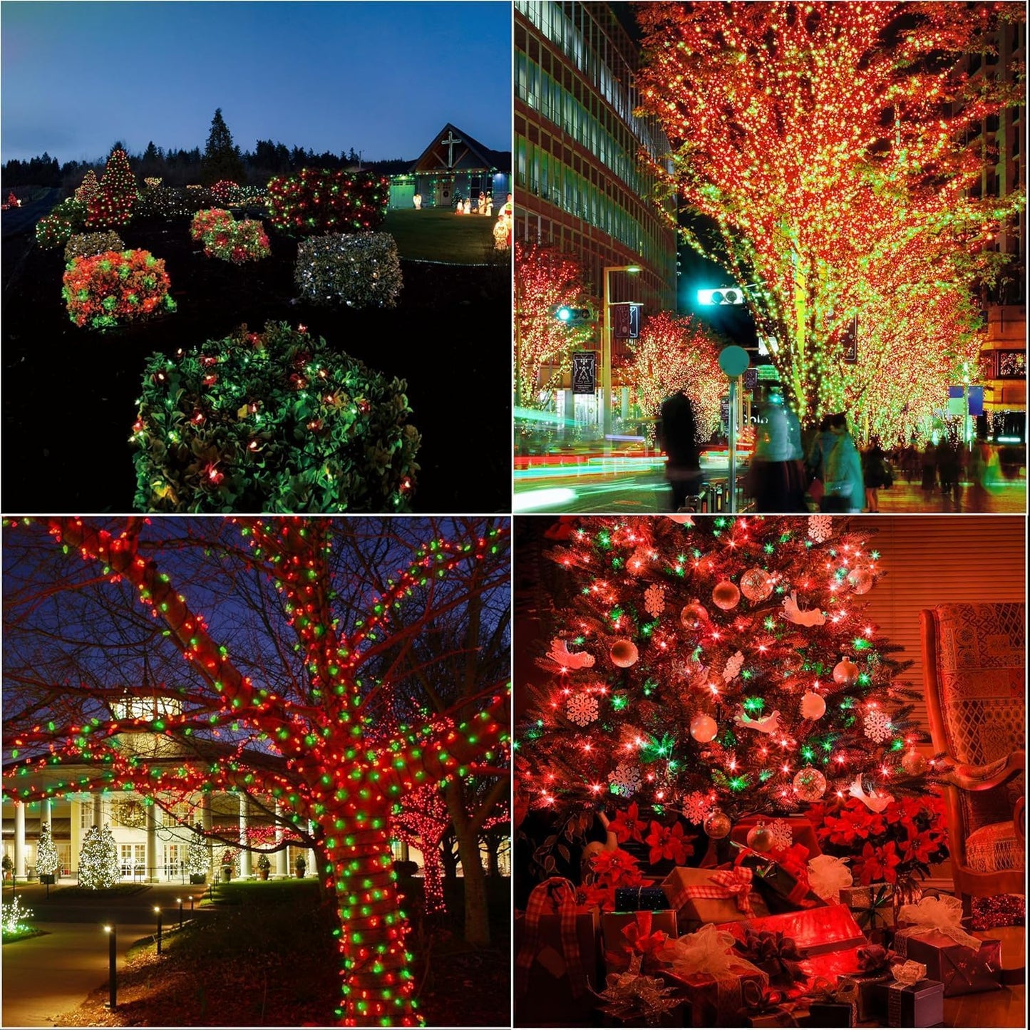 33ft Christmas Decorative Mini Lights, 100 LED Green Wire Fairy Starry String Lights Plug in, 16 Lighting Modes, for Indoor Outdoor Xmas Tree Wedding Party Decoration (Red+Green)