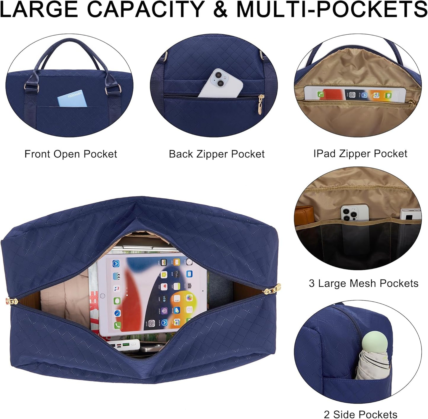 Soperwillton Women Travel Duffel Bags Carry On Overnight Bag with Shoe Compartment & Toiletry Pouch Gym Bag with Wet Pocket