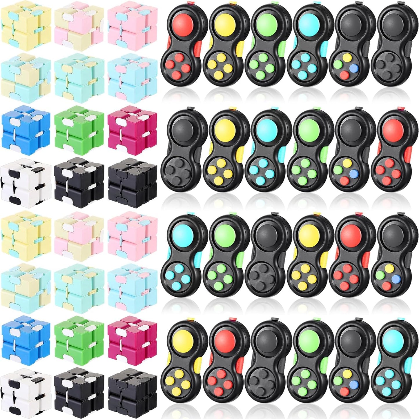 Junkin Bulk Fidget Pad Controller and Cube Toys Party Favors Mini Blocks Game Controller for Anxiety and Stress Relief Birthday Return Gifts Stocking Stuffers for Boy and Girl(48 Pcs)