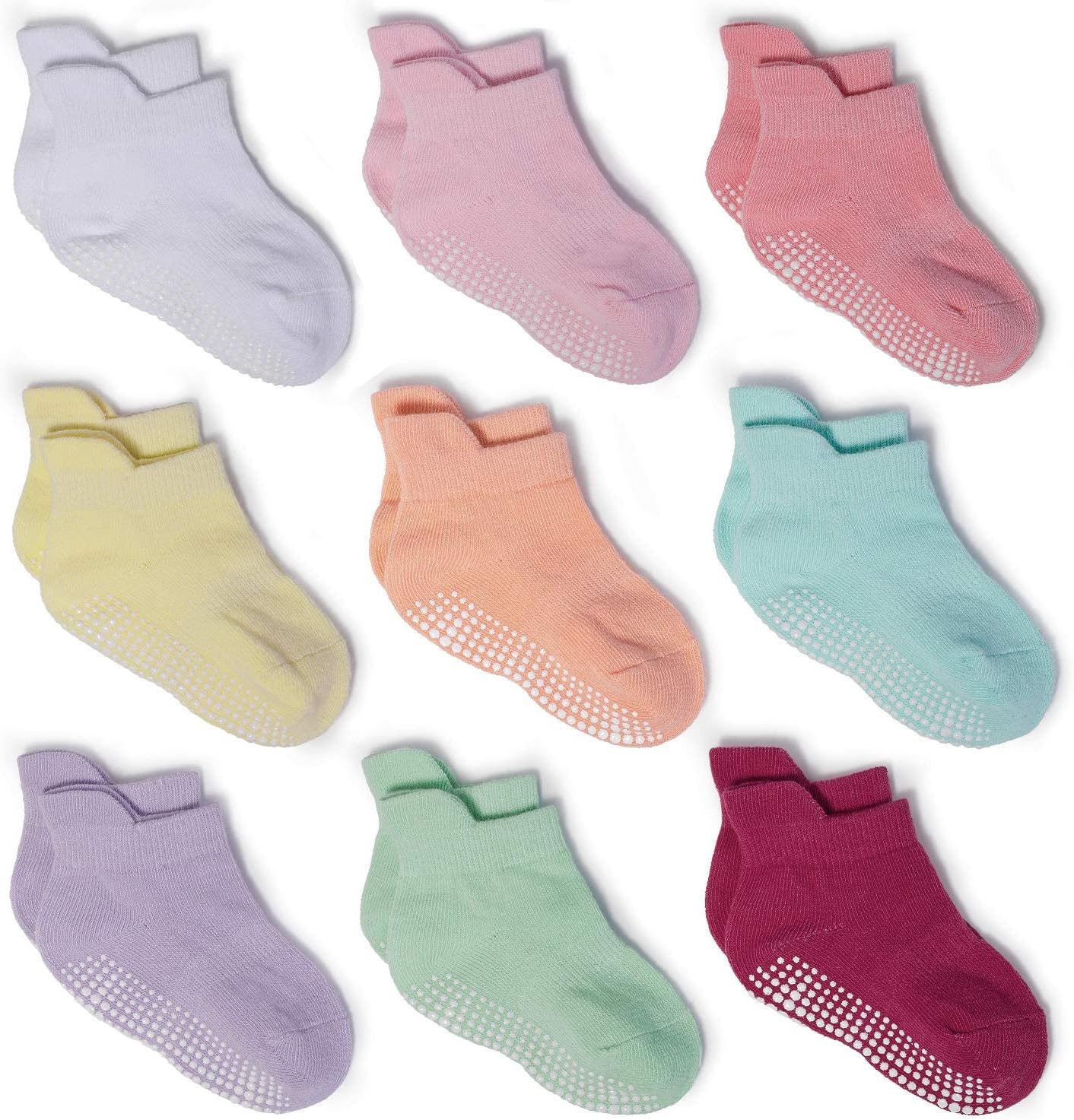 Zaples Baby Non Slip Grip Ankle Socks with Non Skid Soles for Infants Toddlers Kids Boys Girls