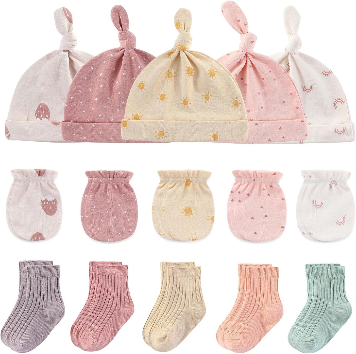 Baby Hats Mittens and Socks Set Cotton Newborn Hat Beanie Soft Infant Girls Boys Caps Gloves 0-6 month