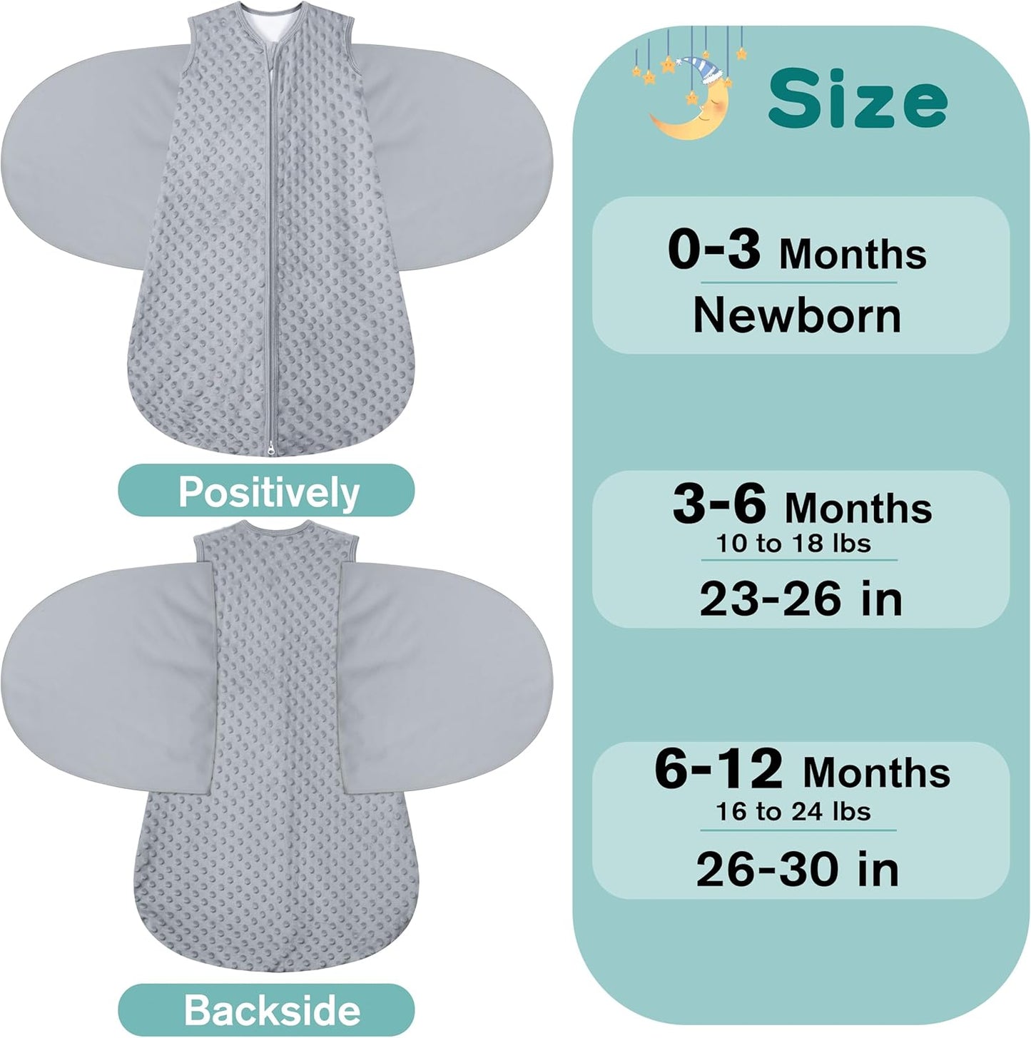 Fleece Newborn Sleep Sack Baby Swaddle,3-Way Adjustable Wearable Blanket,2 Pack Fleece Swaddling Sleeping Bag TOG 2.0， (Gray & Pink, 3-6 Months)