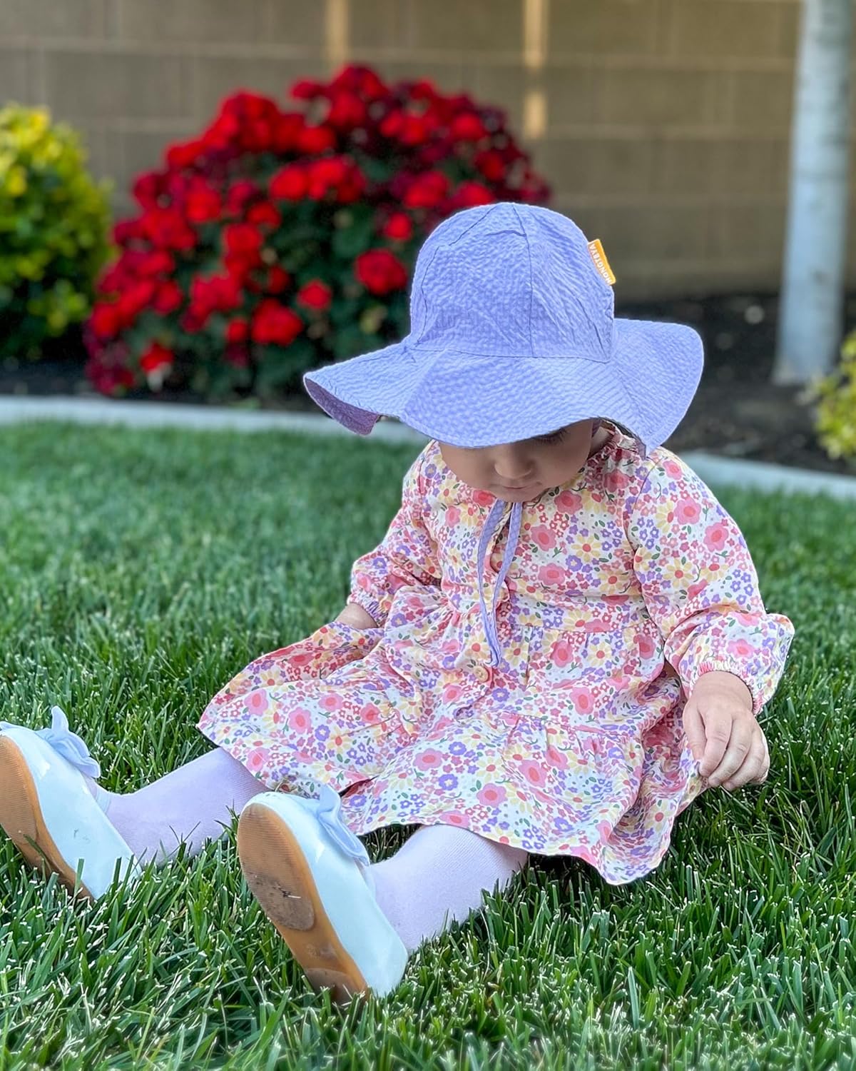 HONGTEYA Baby Sun Hat Toddler Girl Beach Hat Adjustable Outdoor Summer Hat UPF 50+ Sun Protection Wide Brim Infant Kids