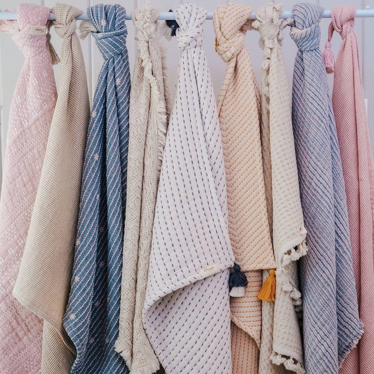 Crane Baby Birch Waffle Knit Blanket, Soft Cotton Nursery and Stroller Blanket, 100% Cotton, 36" x 36"