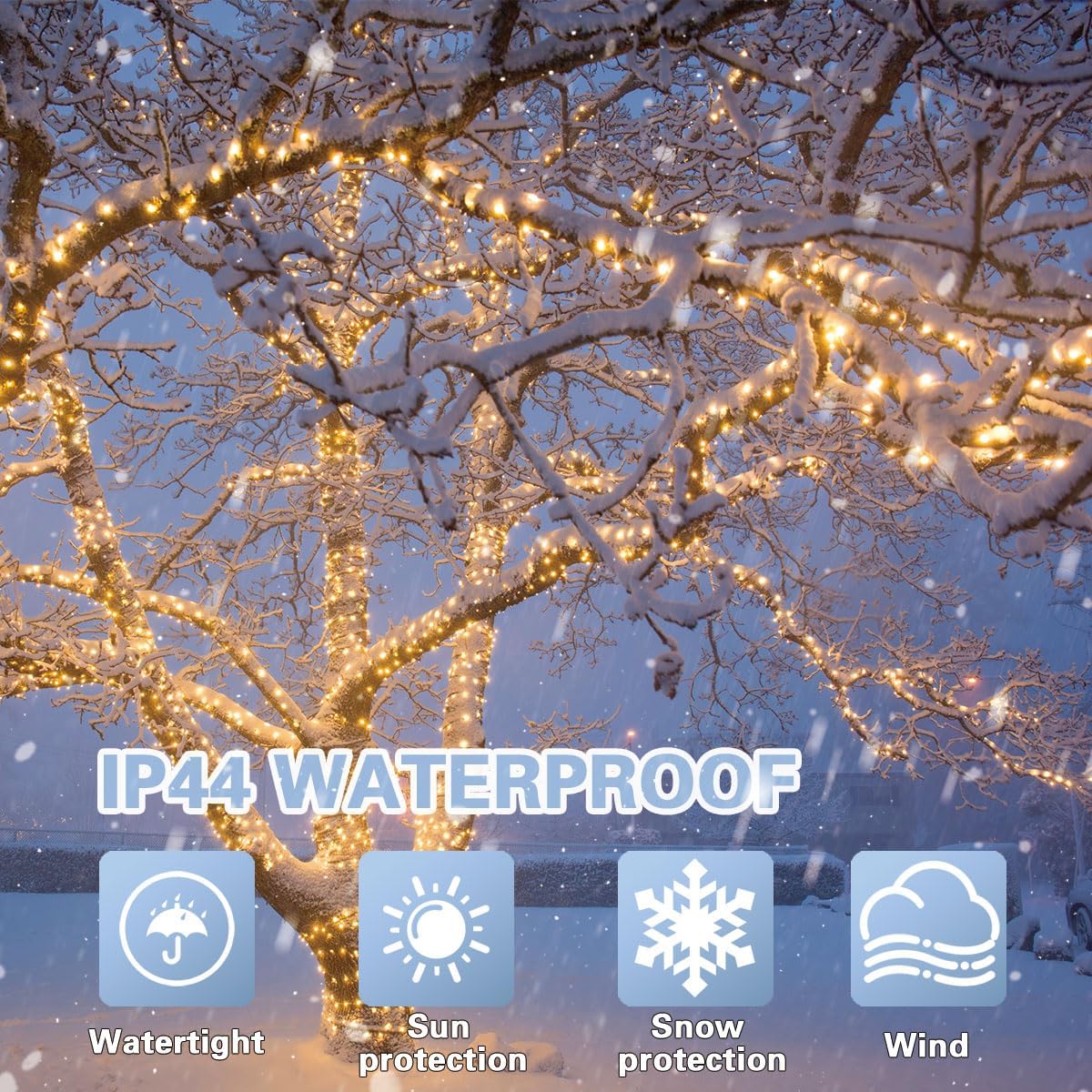 66ft Golden Christmas Decorative Mini Lights,200 LED Green Wire Fairy Starry String Lights Plug in, 11 Lighting Modes for Indoor Outdoor Xmas Tree Wedding Party (Yellow)