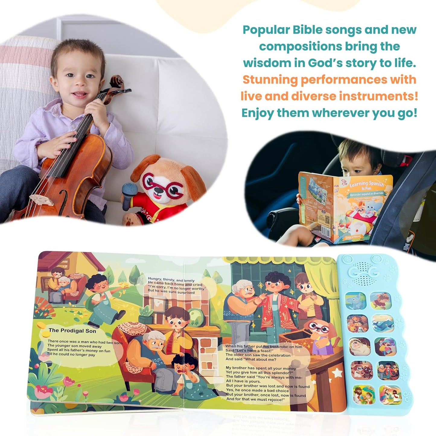 GO GO Bible Story Songs: 10 Toddler Songs, Christian Toys for Toddlers 3-5, Sound Books for Toddlers 1-3