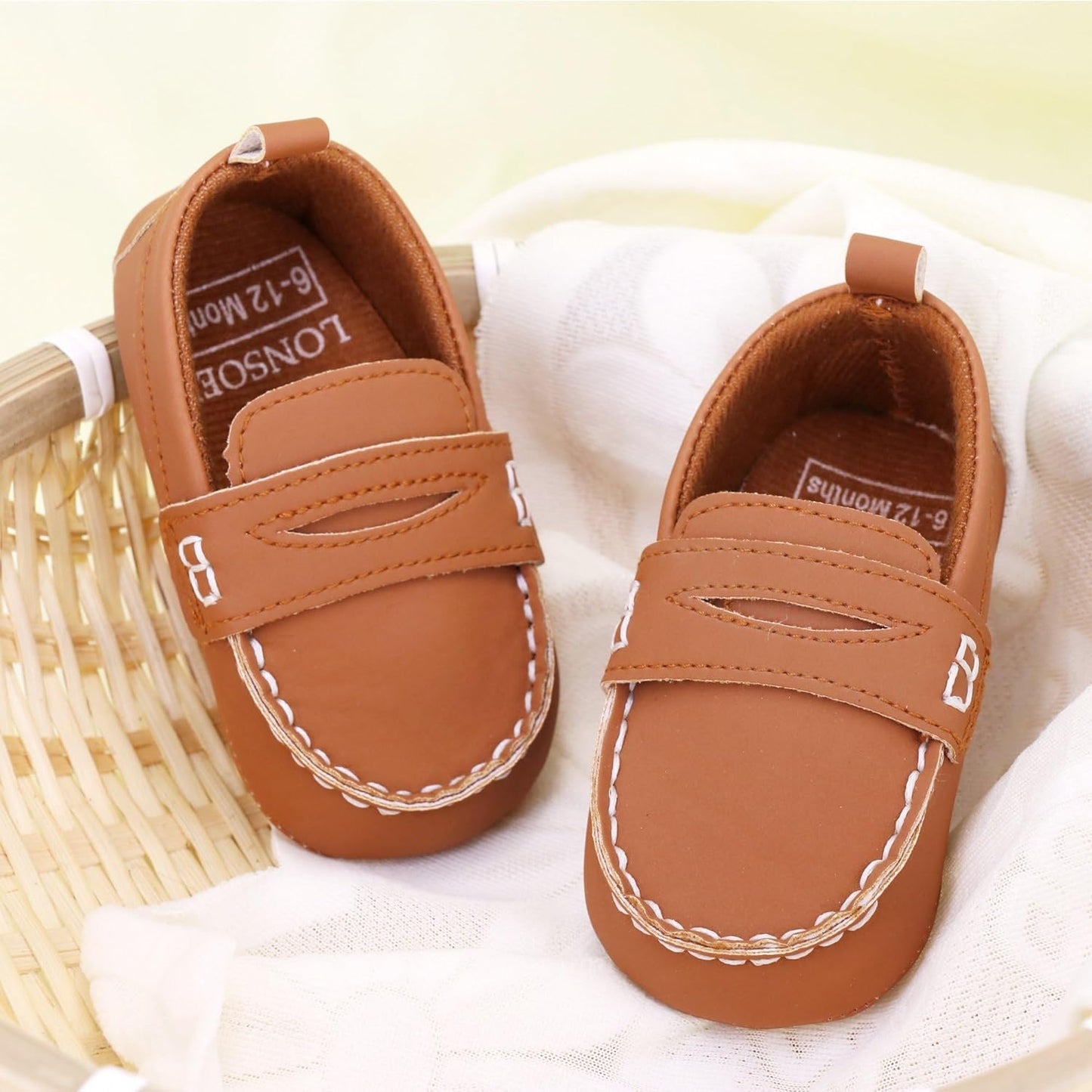 LONSOEN Baby Girls Boys Loafers Prewalker Dress Crib Shoes