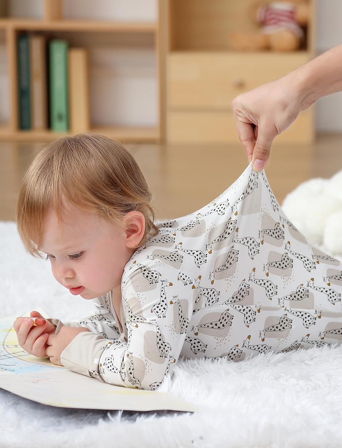 JunNeng 2Pcs Baby Rayon from Bamboo Sleeper with Mitten Cuffs, Footless Zipper Cozy Pjs, Non-Slip Soles Romper