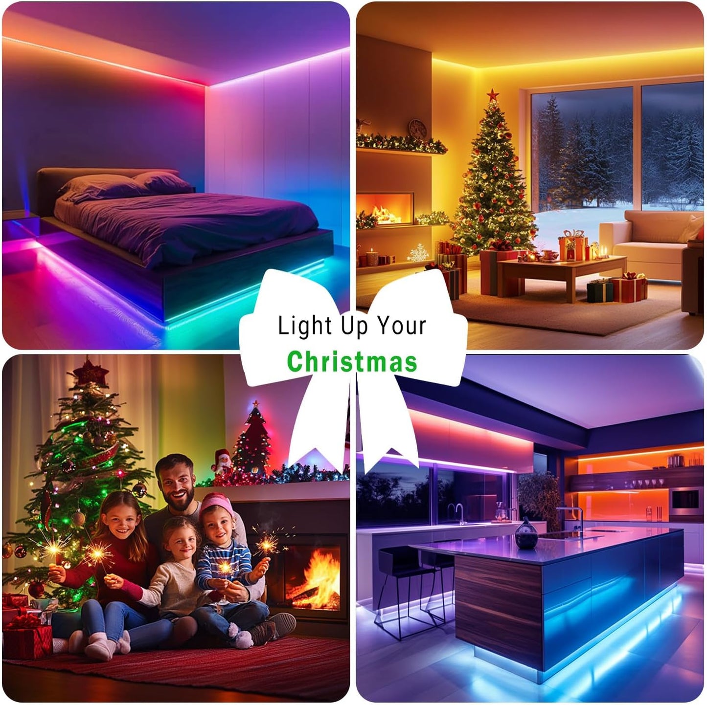 DAYBETTER LED Lights for Bedroom 132ft (2 Rolls of 65.6ft), Music Sync Color Changing Strip Lights with Remote, 24V Power Supply, Classroom Lighting, Room Decor for Teen Girls Boys Birthday Gifts