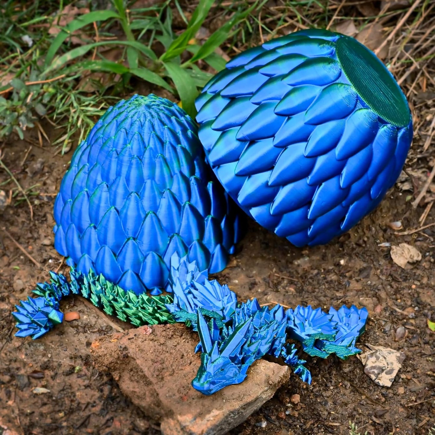 12inch Fly Dragon Egg, Year of The Dragon, 3D Printed Dragon, Executive Desk Toys, Articulated Dragon, Fidget Toys Gifts for Graduates Students Teachers Adults (Green&Blue)