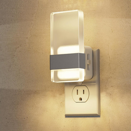 L LOHAS LED Night Light, Night Lights Plug Into Wall, Dusk-to-Dawn Sensor Decorative Night Light, 0-100LM Dimmable Nightlights, Wall Sconce-Style Acrylic Nitelight for Bathroom, Hallway,Gift, 1 Pack