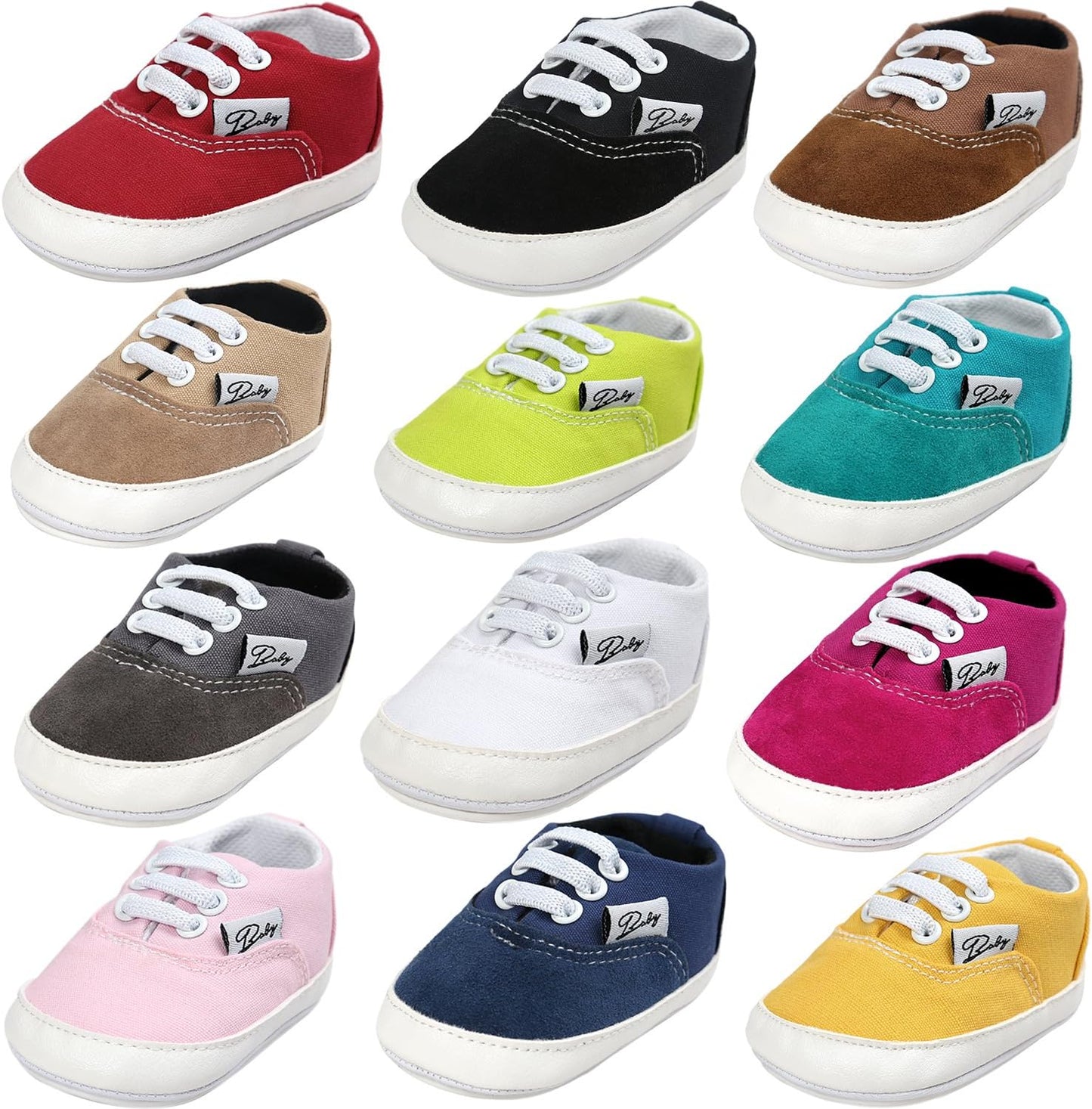 Morbido Infant Baby Boys Girls Canvas Sneaker Toddler Slip On Anti Skid Newborn First Walkers Candy Shoes for 0-18 Months