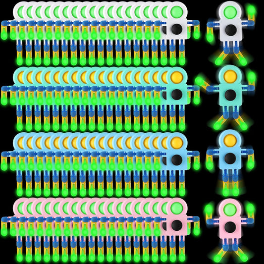 72 Pcs Glow in The Dark Fidget Sensory Spinner Toys Transformable Chain Robot Fingertip Toy Sensory for Anxiety, Stress Relief ADHD Autism Pinata Goodie Bag Stuffers