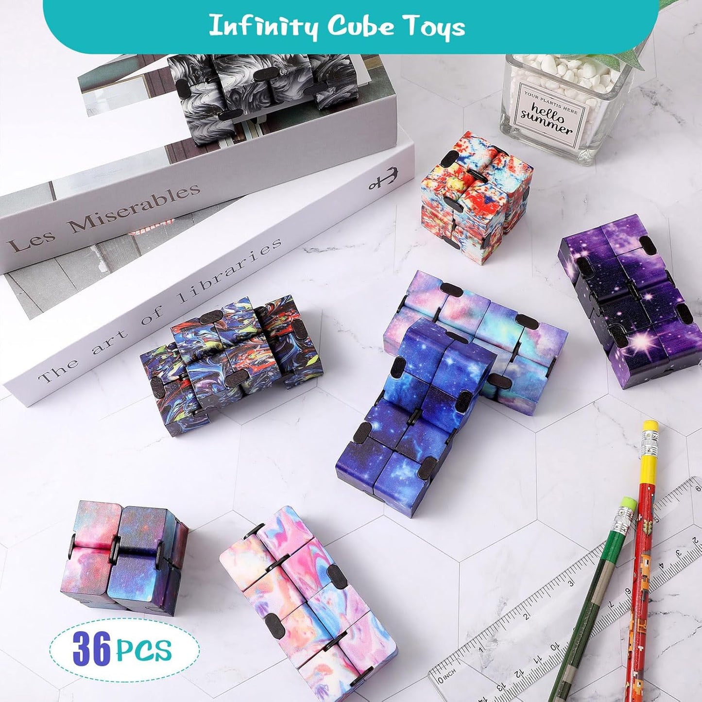 Chivao 60 Pieces Kids Party Favors Cube Toy Sensory Cube Valentine's Day Hand Held Block Sensory Game Cube Gadget Gift for Anxiety Stress Relief Birthday Goodie Bag Stuffers(Starry Style)