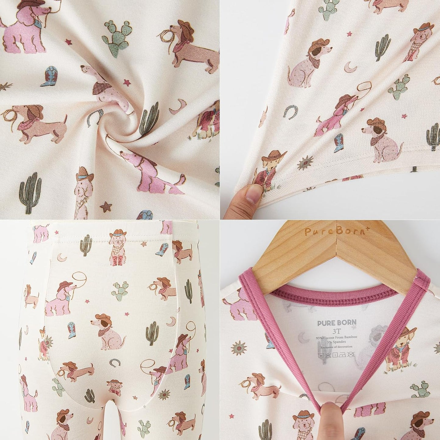 pureborn Baby Toddler Kids Viscose from Bamboo Pajamas Set Pjs 2pcs 18M-8Y