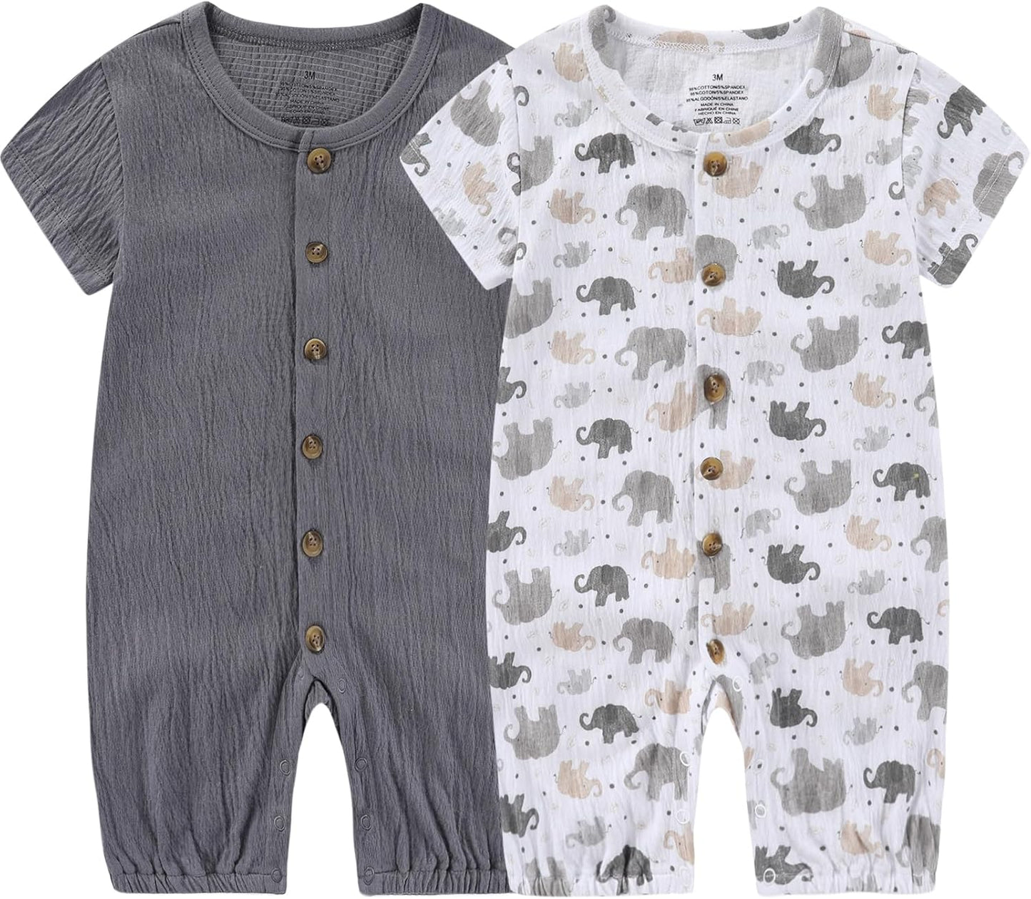 Baby Girl Romper Button Jumpsuit Summer Infant Boy Clothes for 0-24 Months