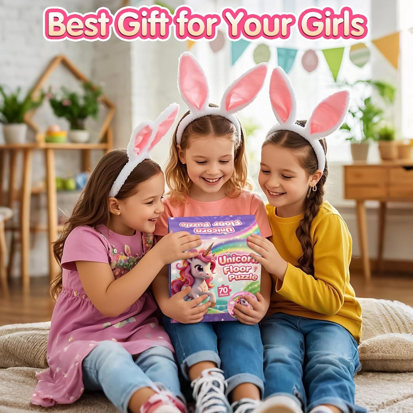 ZIZZ Unicorn Toy for Girls Kids - Best 70 Pieces Unicorn Floor Puzzle for Kids Age 3 4 5 6 7 8 Years Old Girls Learning & Educational Games Toys Toddlers Gifts for Birthday Christmas Party Activity