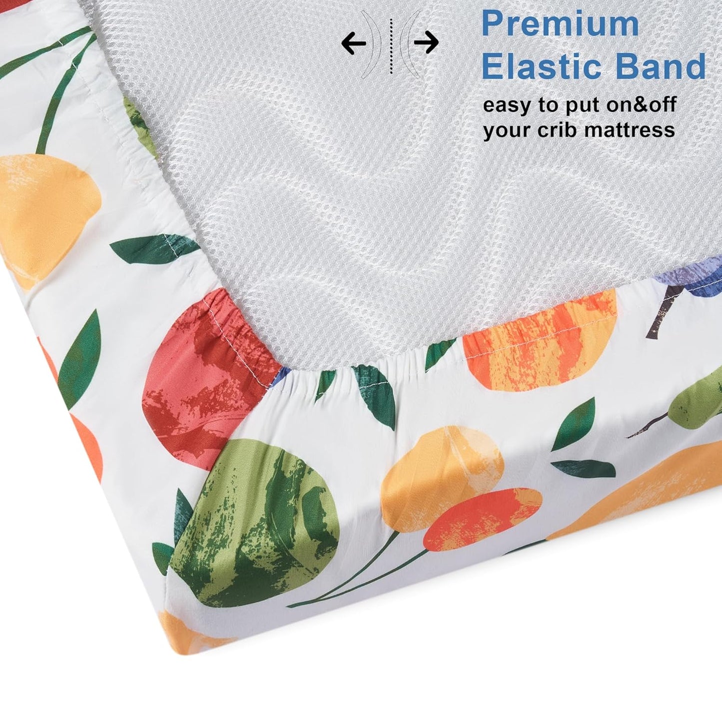 TILLYOU Baby Crib Sheets for Boys Girls, Super Soft Toddler Bed Sheets, 2 Pack Sheets for Standard Crib Mattress 28x52in, Fruit Shadow