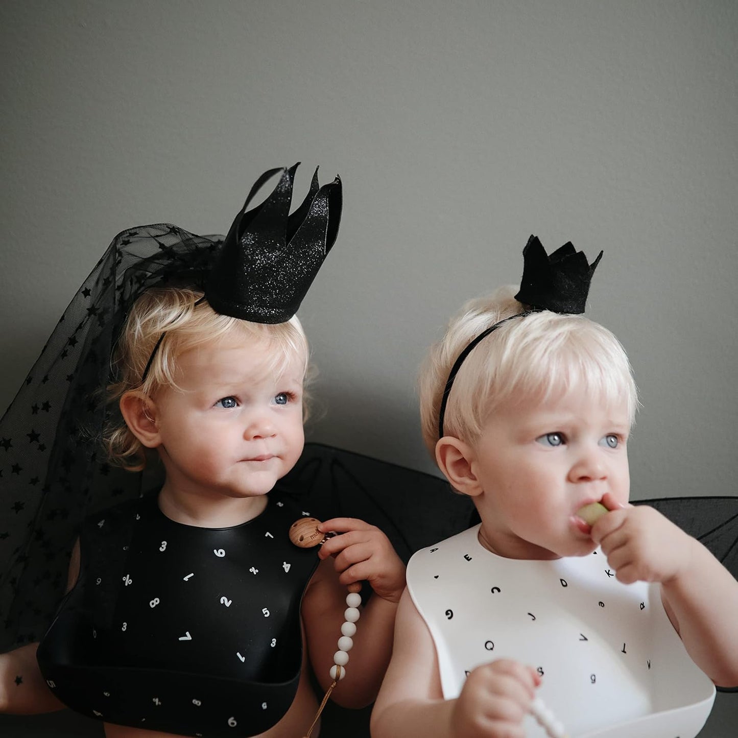 mushie Silicone Baby Bib | Adjustable Fit Waterproof Bibs (Letters White)