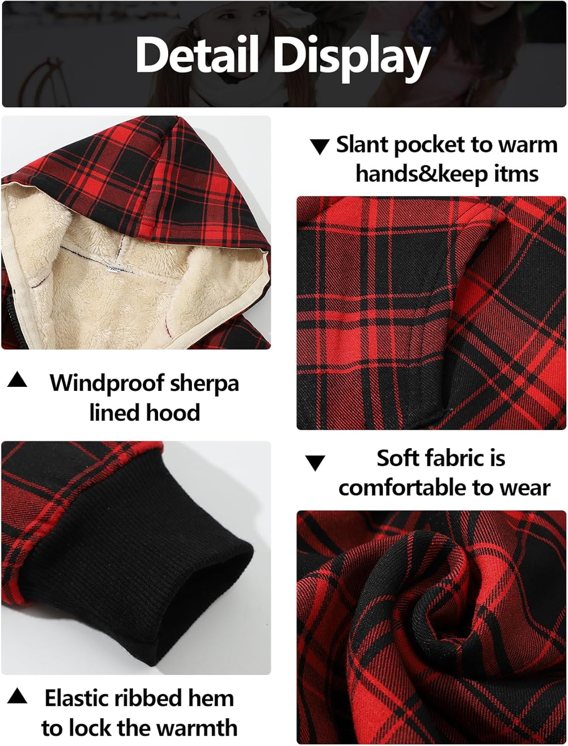 Gihuo Unisex Boy's Girls Winter Warm Sherpa Lined Zip Up Sweatshirt Fleece Jacket Kid's Hoodie Outerwear