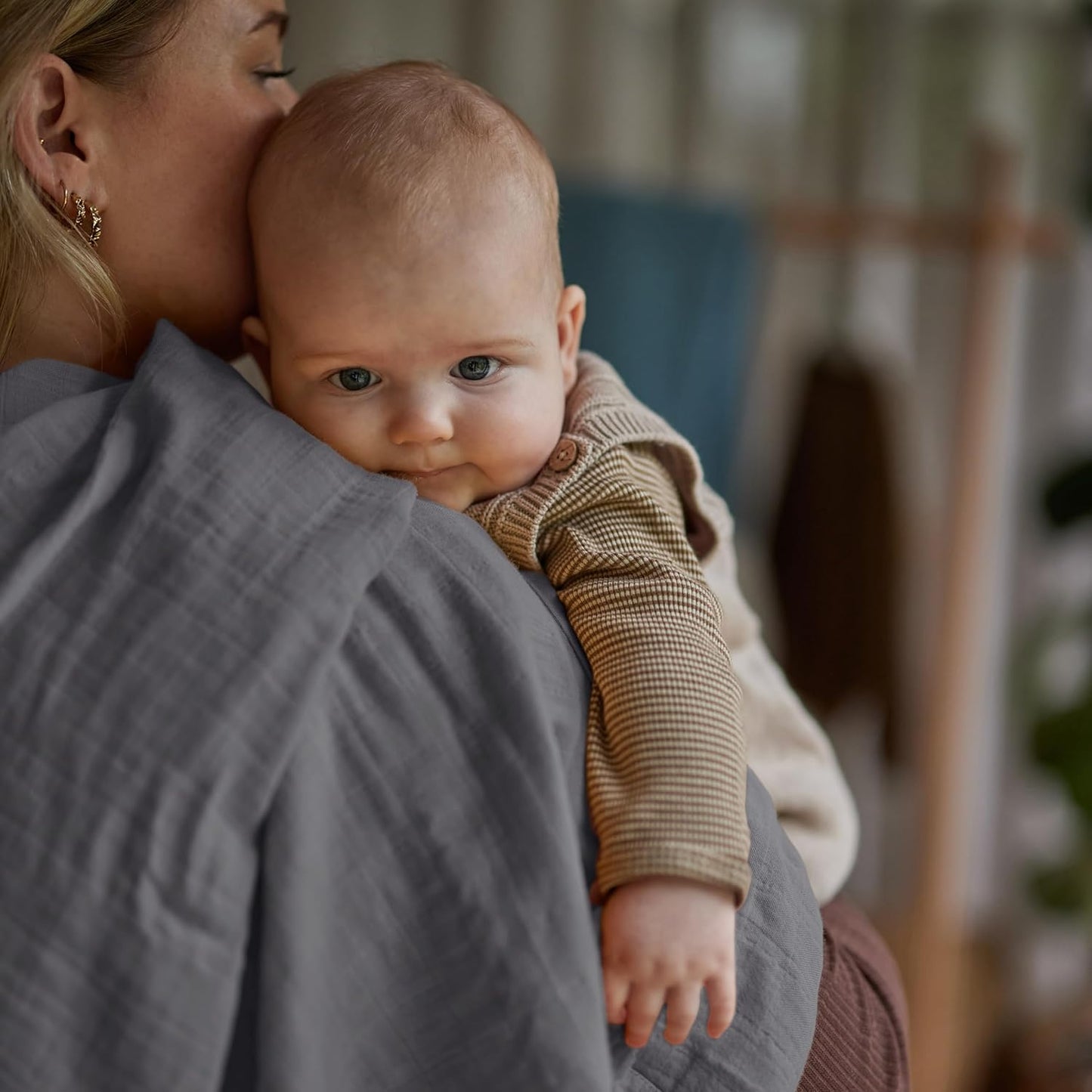Swaddle - 100% Organic Cotton - Muslin Swaddle Blankets for Newborn, 47" x 47" 2-Pack (Blush/Soft Grey)