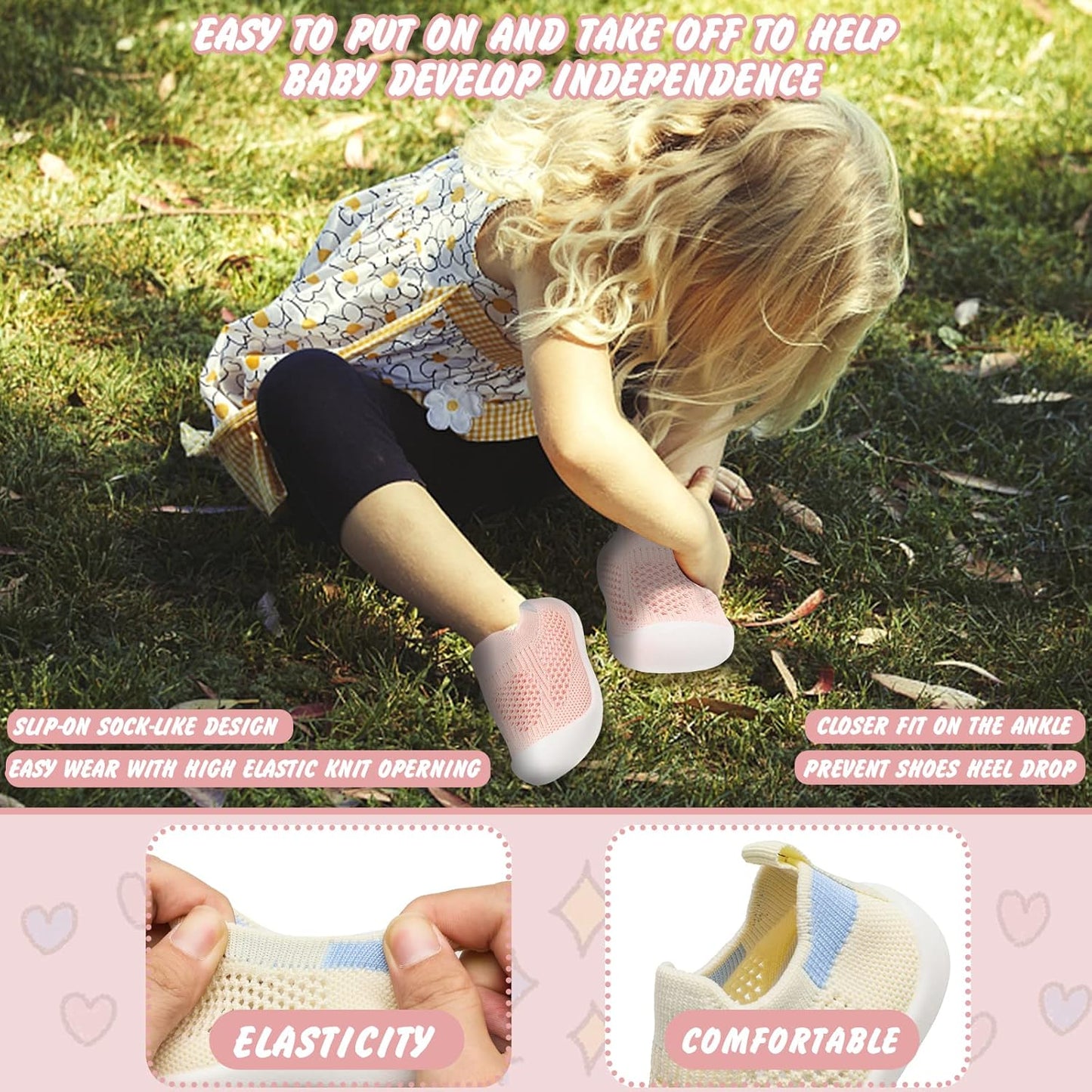 Charrost Toddler Baby Girl Boy First Walking Shoes Checkered Sneakers Sizes 3/4/5/6/7/8T. Soft, Cute,Flexible for First Walkers. Non-Slip, Slip On, Wide Toe Box Indoors Outdoors