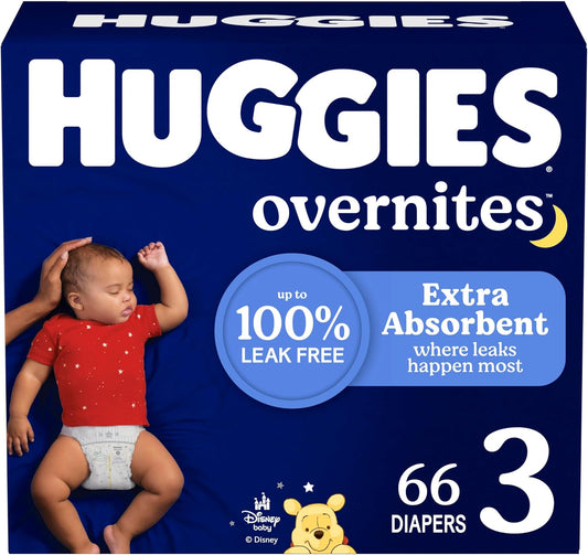 Huggies Overnites Size 3 Overnight Diapers (16-28 lbs), 66 Ct, Packaging May Vary
