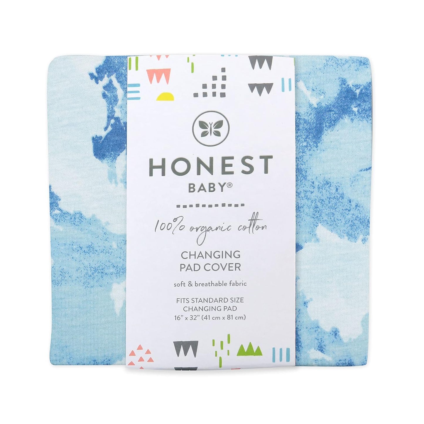 HonestBaby Boys Organic Cotton Changing Pad Cover, Watercolor World, One Size