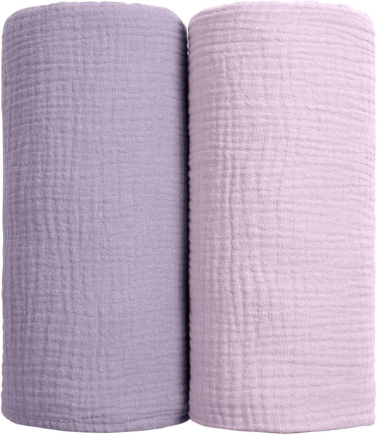 Lulu moon Muslin Swaddle Blanket Baby Receiving Blankets Neutral, 2 Pack, Purple
