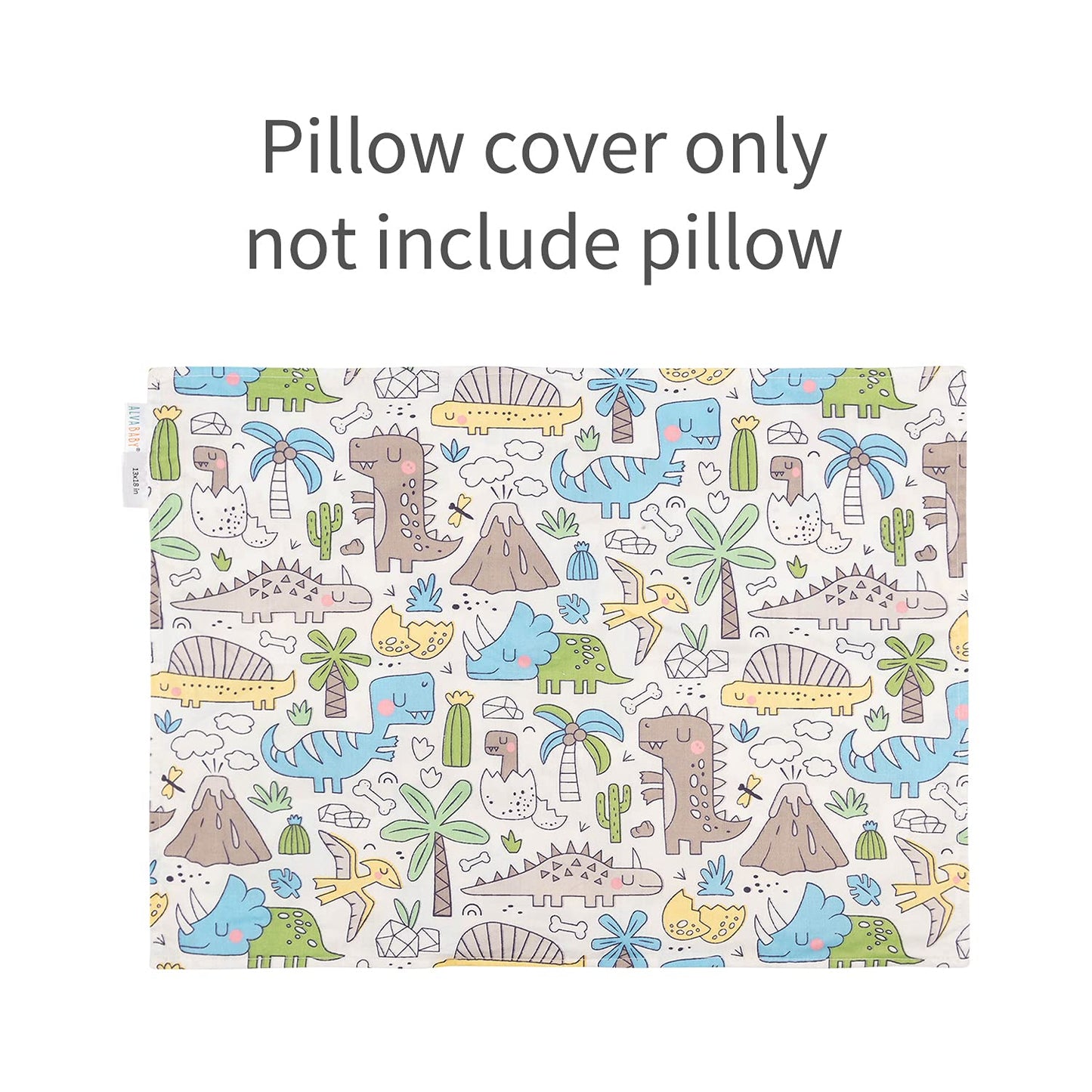 ALVABABY Toddler Pillowcases 2 Pack Organic Cotton Kids Pillow Cover Fit 13"x 18" or 12"x18" Envelope for Girl Boy Sleepy Travel