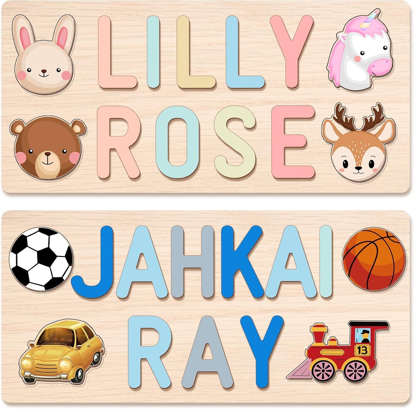 Personalized Name Puzzle for Kids Personalized Baby Gifts First Birthday for Girls & Boys Name Puzzles for Toddlers 1-3 Montessori Learning Toddler Toy Alphabet Puzzle