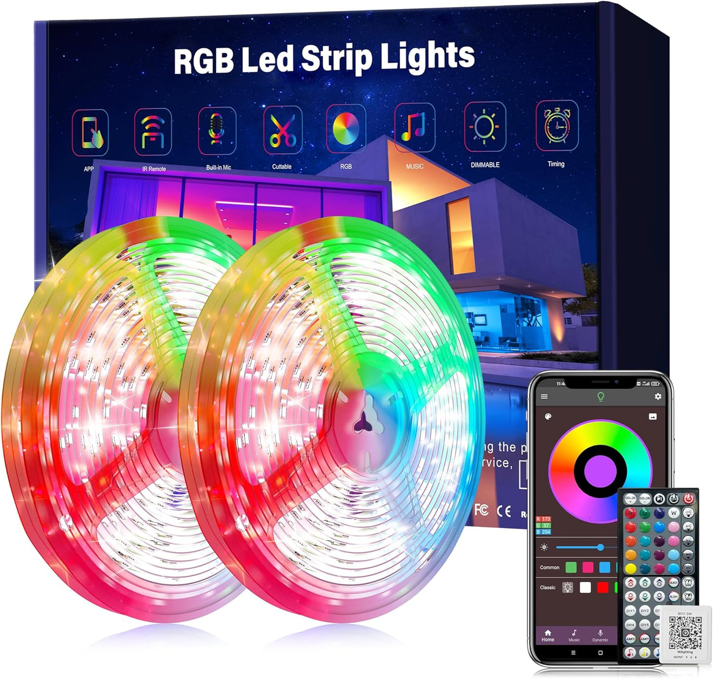 150 ft LED Lights for Bedroom Music Sync RGB LED Strip Lights with APP & Remote Control LED Lights for Room Home Party Christmas Wall Decor (2 Rolls of 75ft)