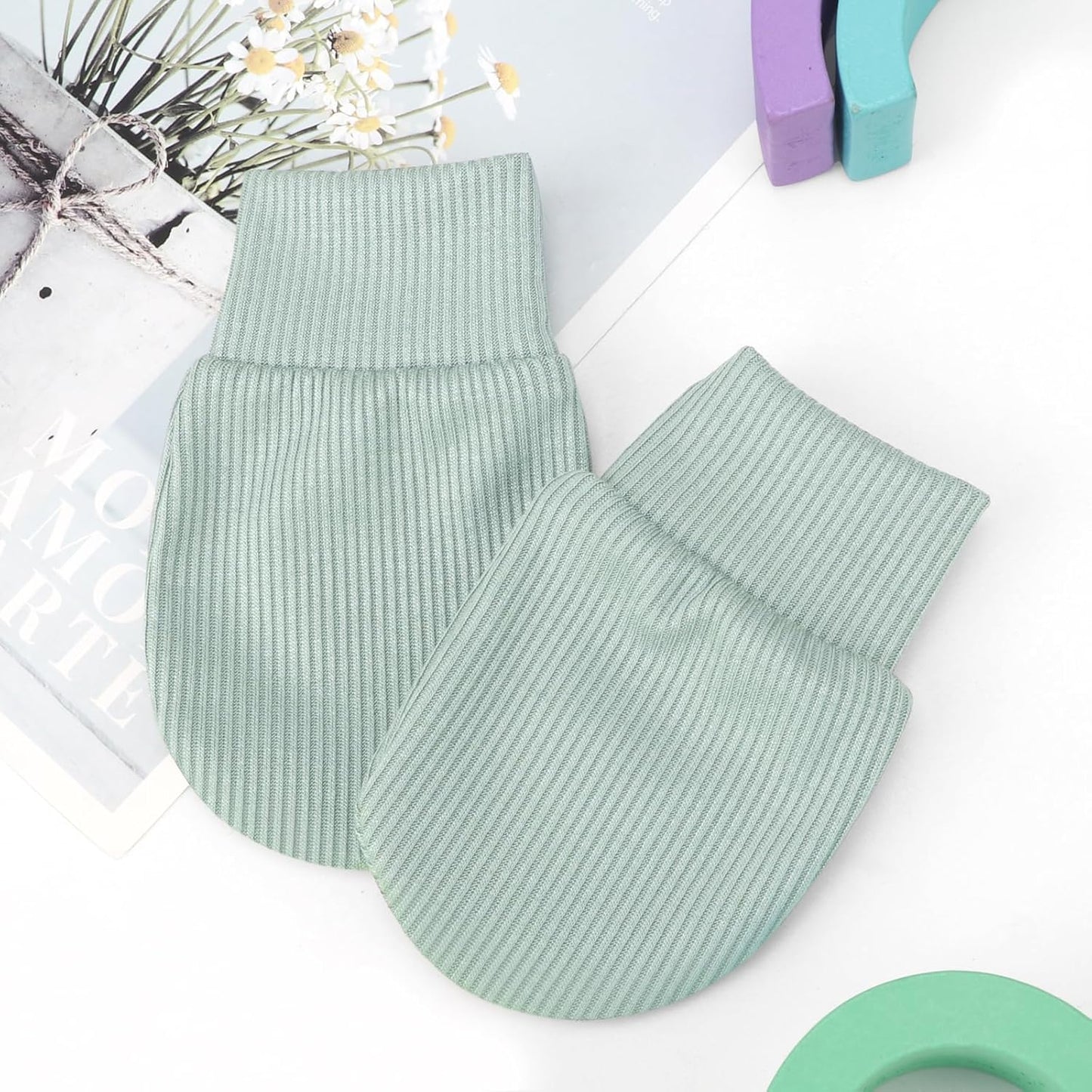 BQUBO 6 Pairs Newborn Baby Boys Girls Mittens 0-6 Months Unisex-Baby Infant Mittens Elastic No Scratch Wrist Gloves