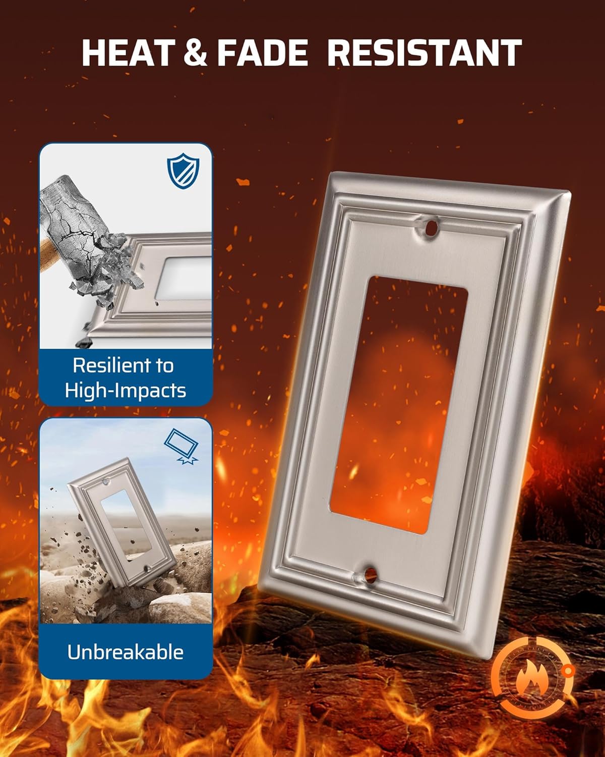 DEWENWILS Single Toggle Wall Plates, Brushed Nickel Metal Light Switch Cover Plates, 4.92" x 3.14" Outlet Wall Plates, Switch Plate Covers for Home Decor, 2 Pack