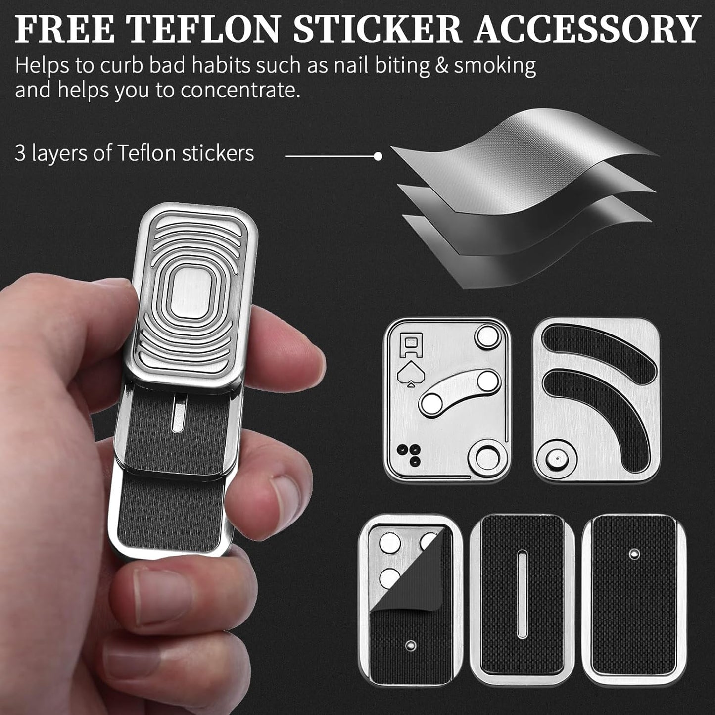 Metal Fidget Toys Gift Pack, Fidget Slider Haptic Coin EDC Fidget Toy for Adults, Home Office Executive Desk Toys Gift for Him, Perfect for ADHD/ADD/Autism (Silver)