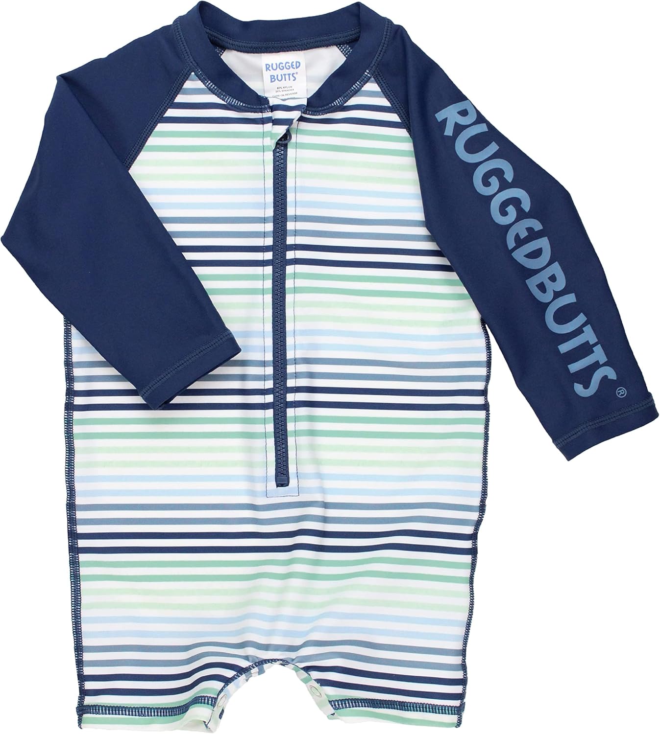 RUGGEDBUTTS Baby/Toddler Boy Swimsuit, One Piece Zipper Rash Guard Sunsuit with UPF 50+ Sun Protection
