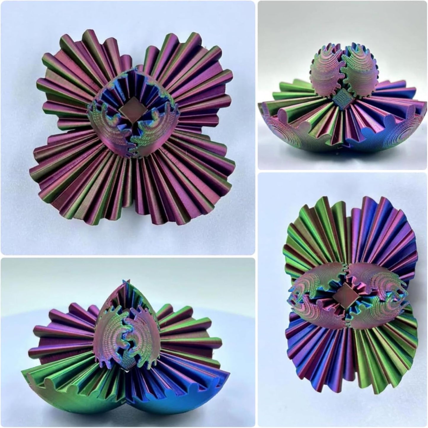 Gear Ball for ADHD 3D Printed Gear Ball Spin Ball Fidget Toy - Gearsphere Gear Ball for Stress and Anxiety Relaxing Fidget Ball - Ideal for Sensory Needs and Autism (Laser Black Red)