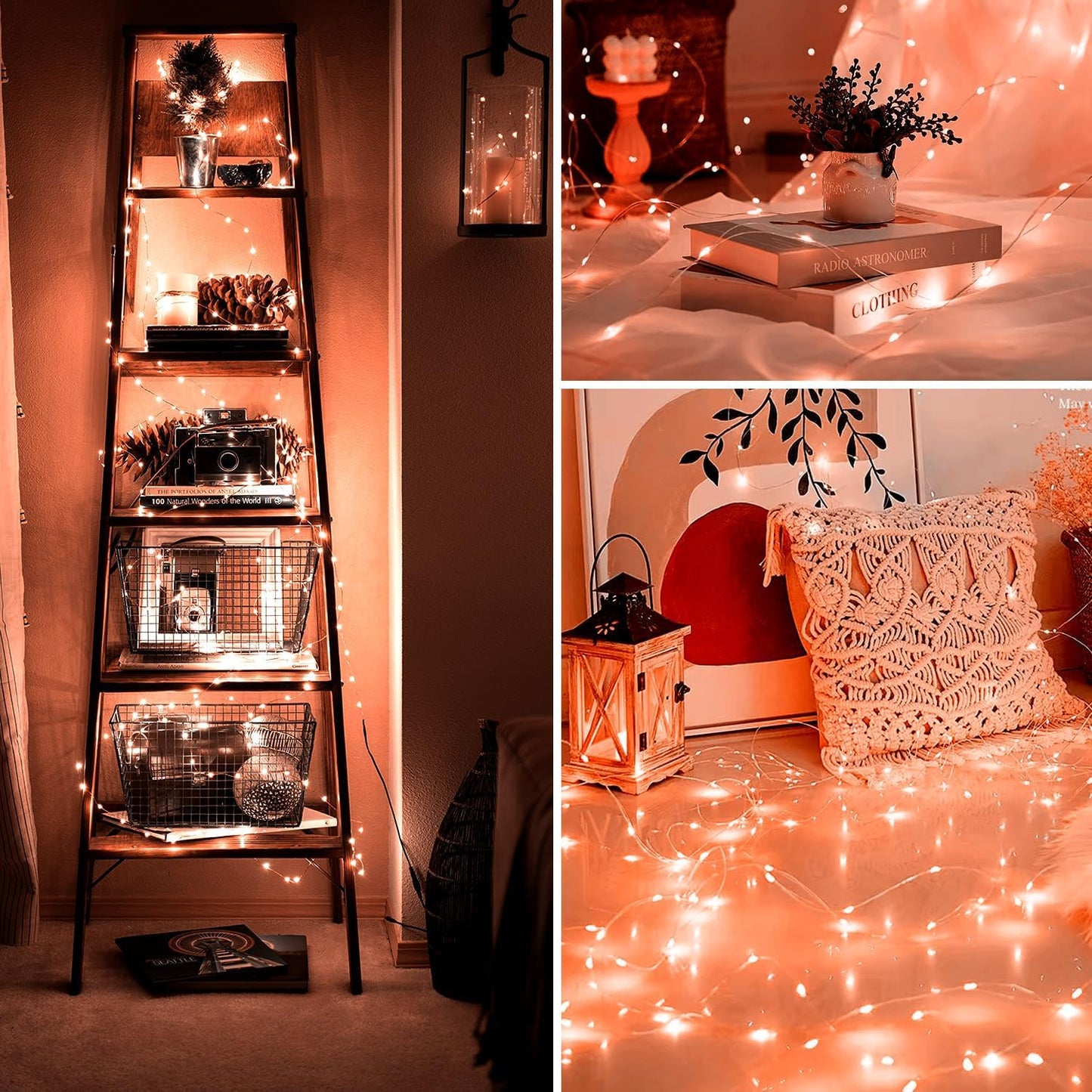 Fairy Lights 72ft 220 LED USB Twinkle String Lights Plug in Silver Wire Lights with Remote and Timer 8 Modes Outdoor Waterproof Starry Lights DIY Party Wedding Christmas Decoration（Orange）