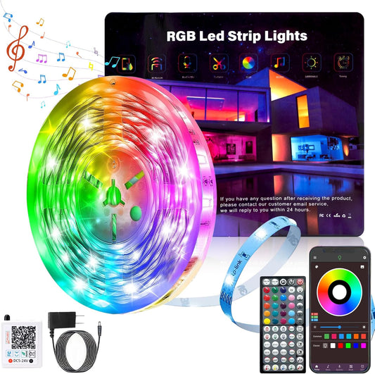 Led Lights for Bedroom 50ft Color Changing RGB Led Strip Lights, DIY Music Sync Led Light Strip with Remote and App Control, Dimmable Led Lights for Room Party Home Cool Things (1 * 50ft)