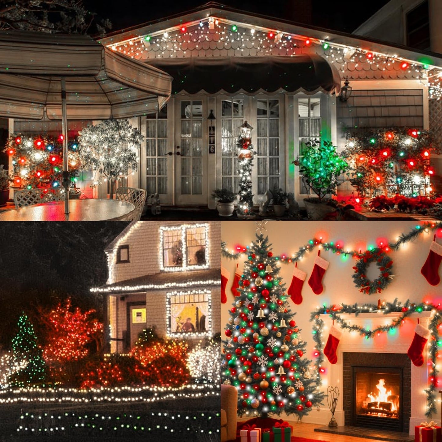 66ft Christmas Decorative Mini Lights, 200 LED Transparent Wire Fairy Starry String Lights Plug in, 16 Lighting Modes for Outdoor Xmas Tree Wedding Party Decoration (Red Green White)